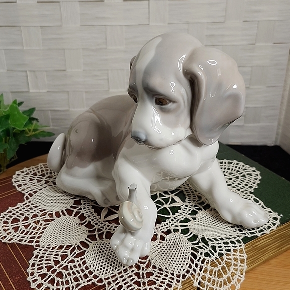 👉*MINT VTG* LLADRO PUPPY DOG WITH SNAIL FIGURE #1139 ~PORCELAIN ~EXCELLENT - Picture 13 of 15